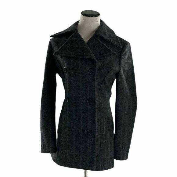 Tiger of Sweden Justina Womens Double Breasted Charcoal Gray Coat Jacket Size 38 - Picture 1 of 7